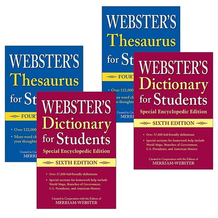 Merriam-Webster Webster's For Students Dictionary & Thesaurus Shrink-Wrapped Set, 2 Sets