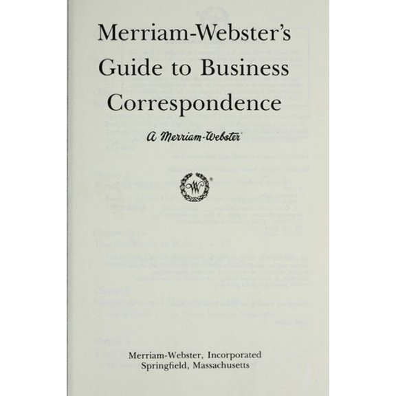 Pre-Owned Merriam-Webster's Guide to Business Correspondence Paperback