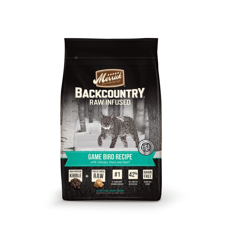 Merrick Backcountry Grain Free Dry Cat Food Raw Infused Game Bird