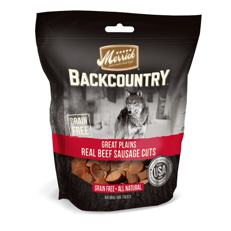 Merrick Backcountry Great Plains Grain Free Real Beef Sausage Cuts Dog Treats Merrick Backcountry Great Plains Grain Free Real Beef Sausage Cuts Dog Treats