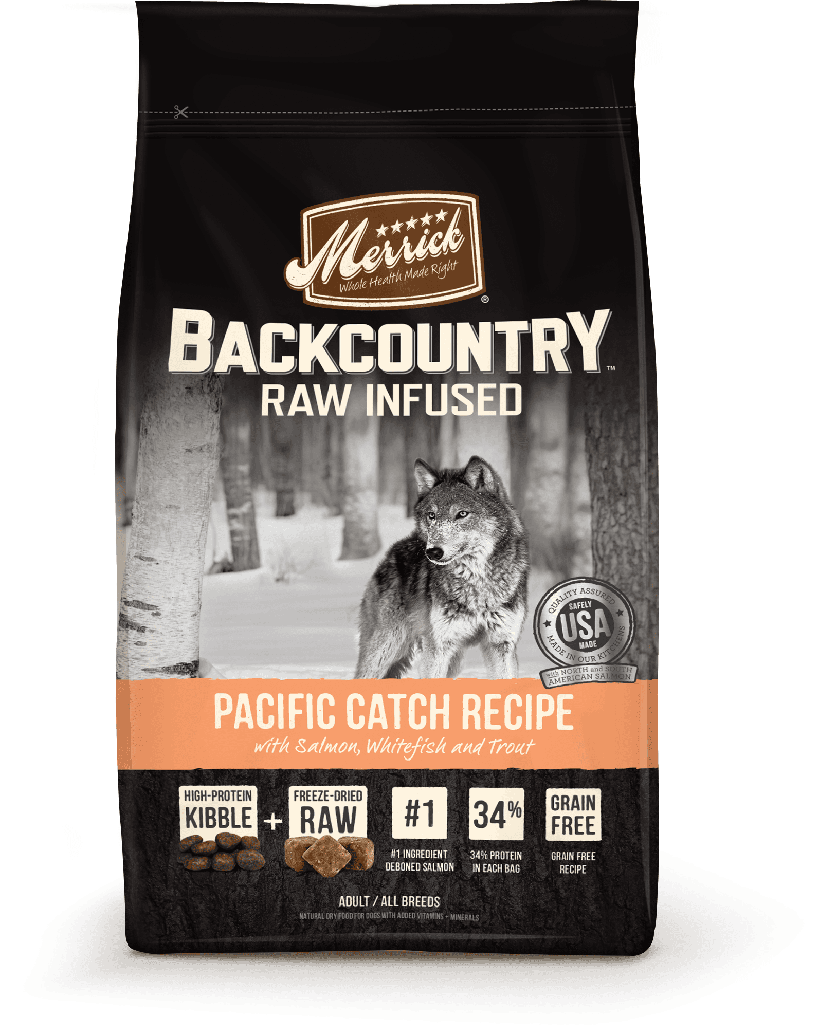 Merrick Backcountry Grain-Free Raw Infused Pacific Catch Recipe Dry Dog Food, 12 lb