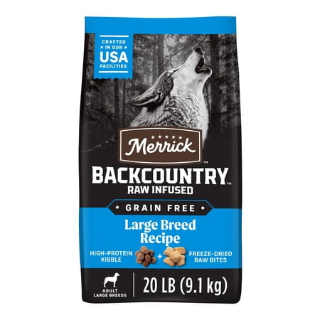 Merrick Backcountry Grain Free Dry Adult Dog Food, Kibble With Freeze Dried Raw Pieces, Large Breed Recipe, 20.0 lb. Bag
