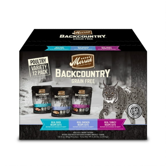 Merrick Backcountry, Variety Pack, Wet Cat Food, 3 oz Pouches, 12 Pack