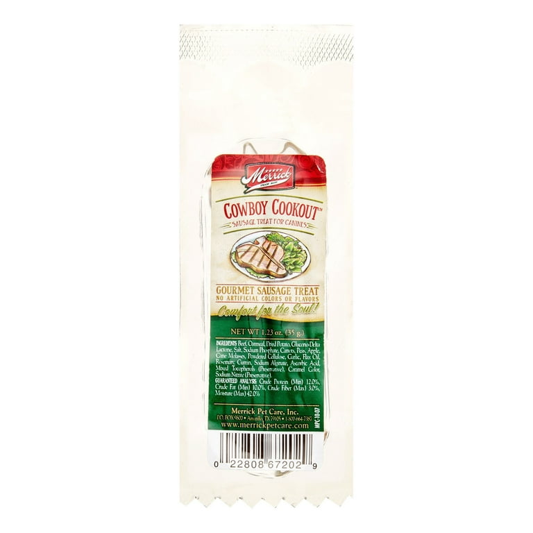 Merrick Cowboy Cookout Sausage Fresh Dog Treat 1.23 oz Pack of