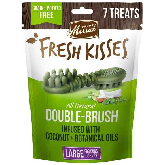 Merrick Fresh Kisses Large Dog Treats, Infused with Coconut Dental Chews, 11.5 oz Pouch (7 Count)