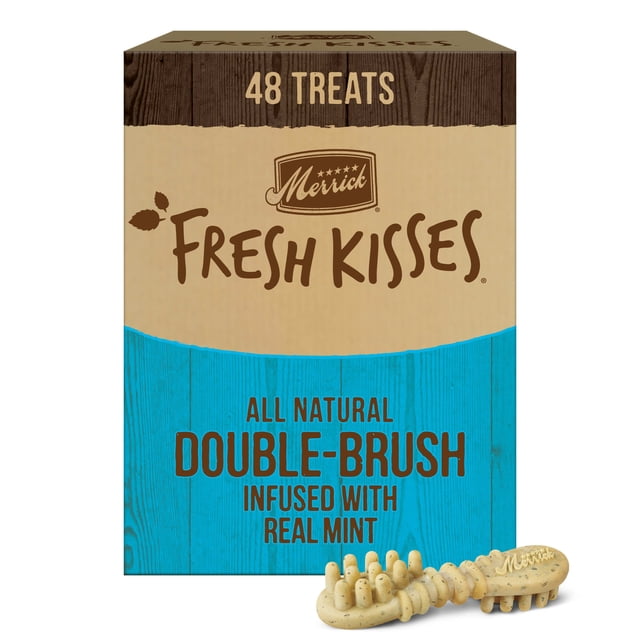 Merrick Fresh Kisses Mint Breath Strips Dental Dog Treats for Small ...