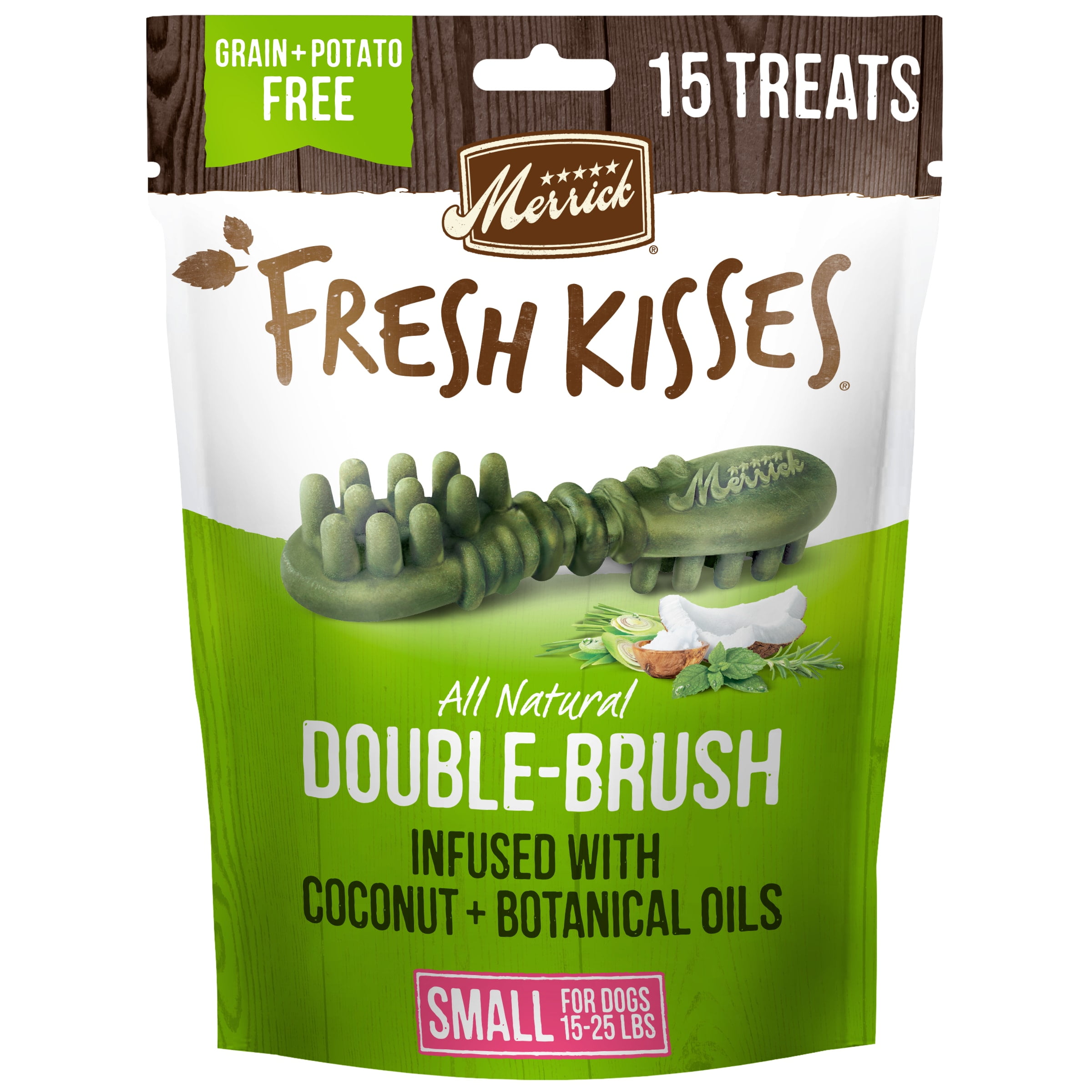 Merrick Fresh Kisses Natural Dental Chews Infused With Coconut And Botanical Oils For Small Dogs 15-25 Lbs, 9.5 oz. Bag