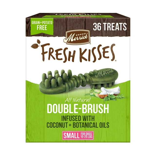 Merrick Fresh Kisses Small Dog Treats, Infused with Coconut Dental Chews, 23 oz Box (36 Count)