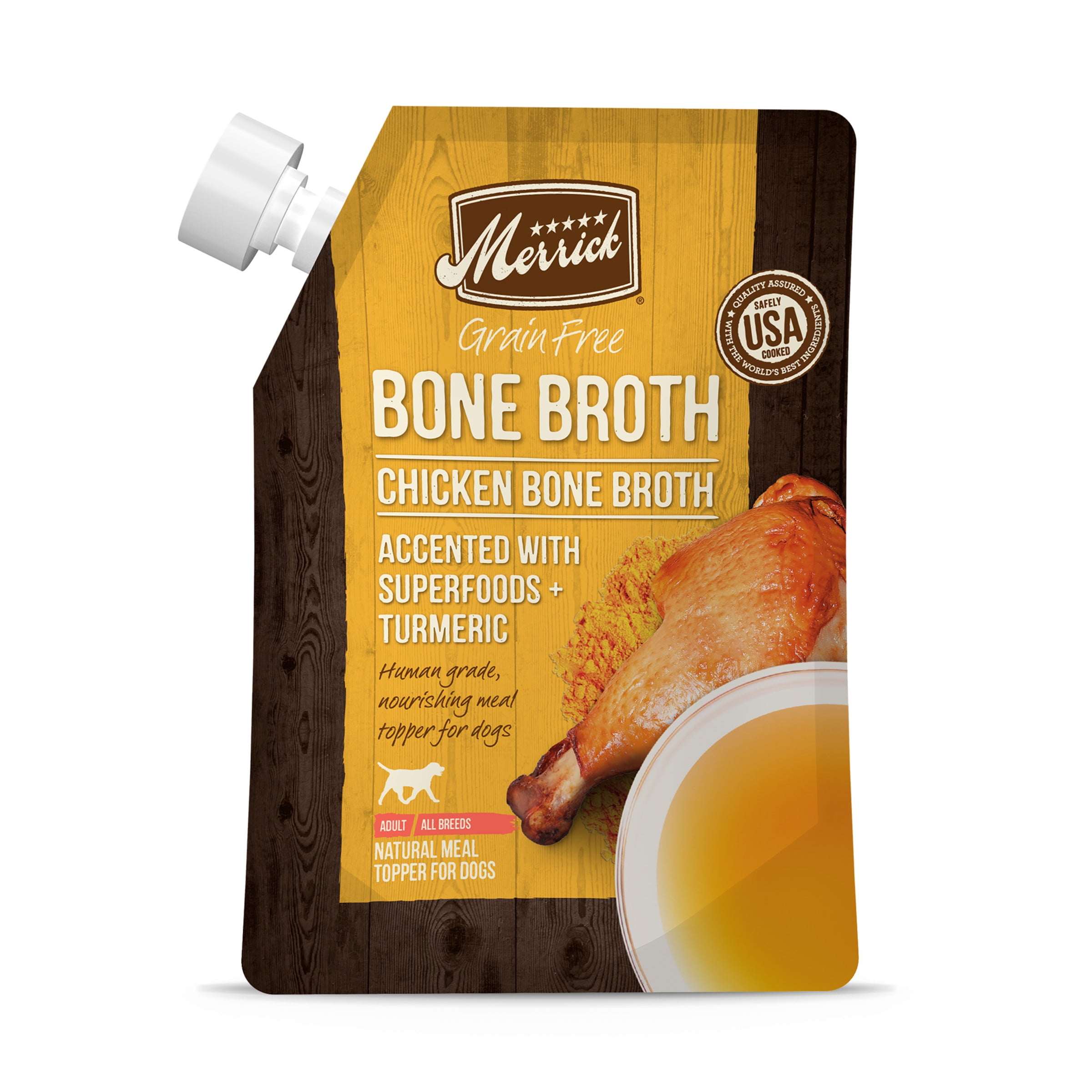 Merrick Grain Free Chicken Bone Broth, Dog Food Topper (10) 16 oz