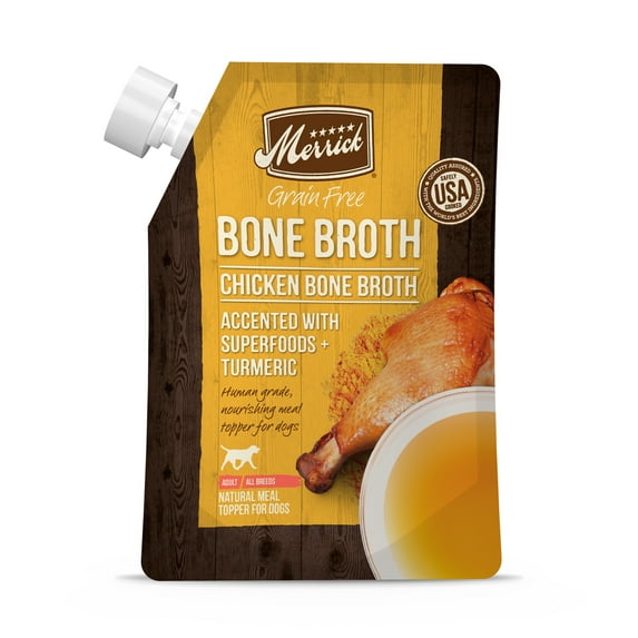 Merrick Grain Free Chicken Bone Broth, Dog Food Topper - (10) 16 oz Pouches