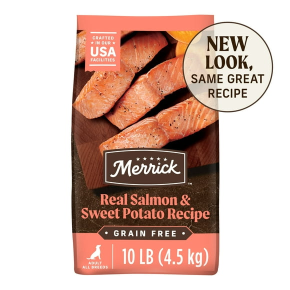 Merrick Grain-Free Dry Dog Food for Adults, High Protein Real Salmon & Sweet Potato, 10 lb Bag