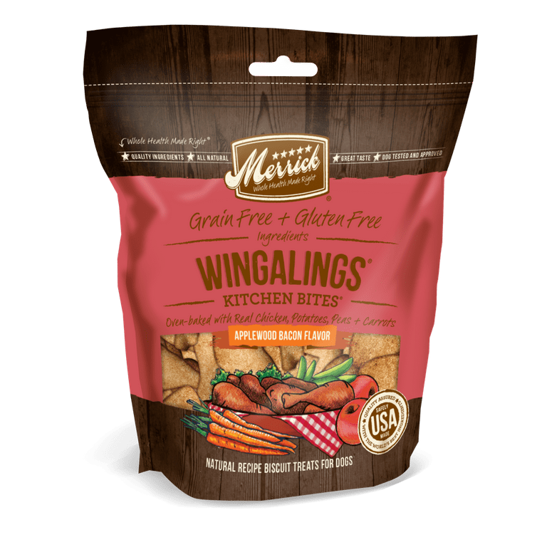 Merrick Kitchen Bites Wingalings Applewood Bacon Flavor Grain-Free Biscuits Dog Treats Merrick Kitchen Bites Wingalings Applewood Bacon Flavor Grain-Free Biscuits Dog Treats