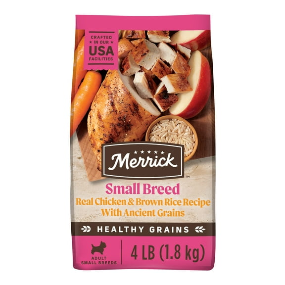 Merrick Healthy Grains Premium Dry Dog Food For Small Dogs, Wholesome and Natural Kibble, Small Breed Recipe - 4.0 lb. Bag