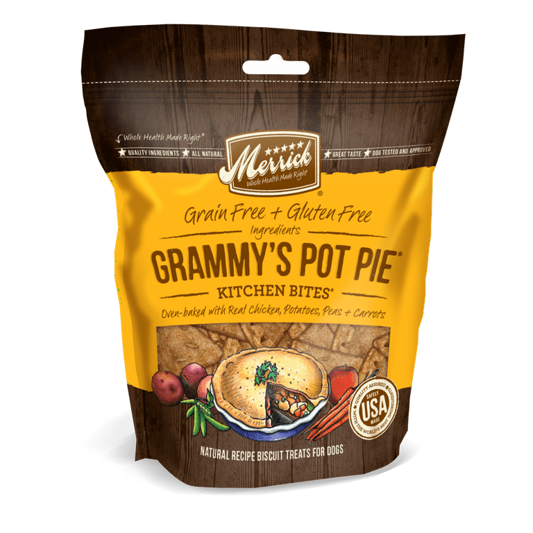 Merrick Kitchen Bites Grammy's Pot Pie Grain-Free Biscuits Dog Treats, 9-oz bag Merrick Kitchen Bites Grammy's Pot Pie Grain-Free Biscuits Dog Treats, 9-oz bag