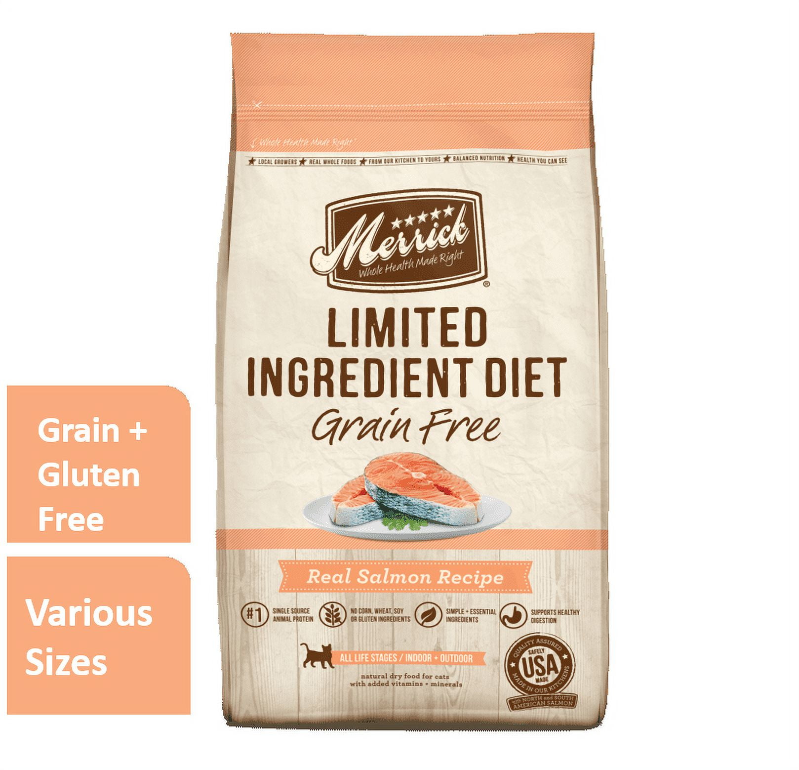Merrick LID Grain Free Real Salmon Recipe Dry Cat Food 12 lb