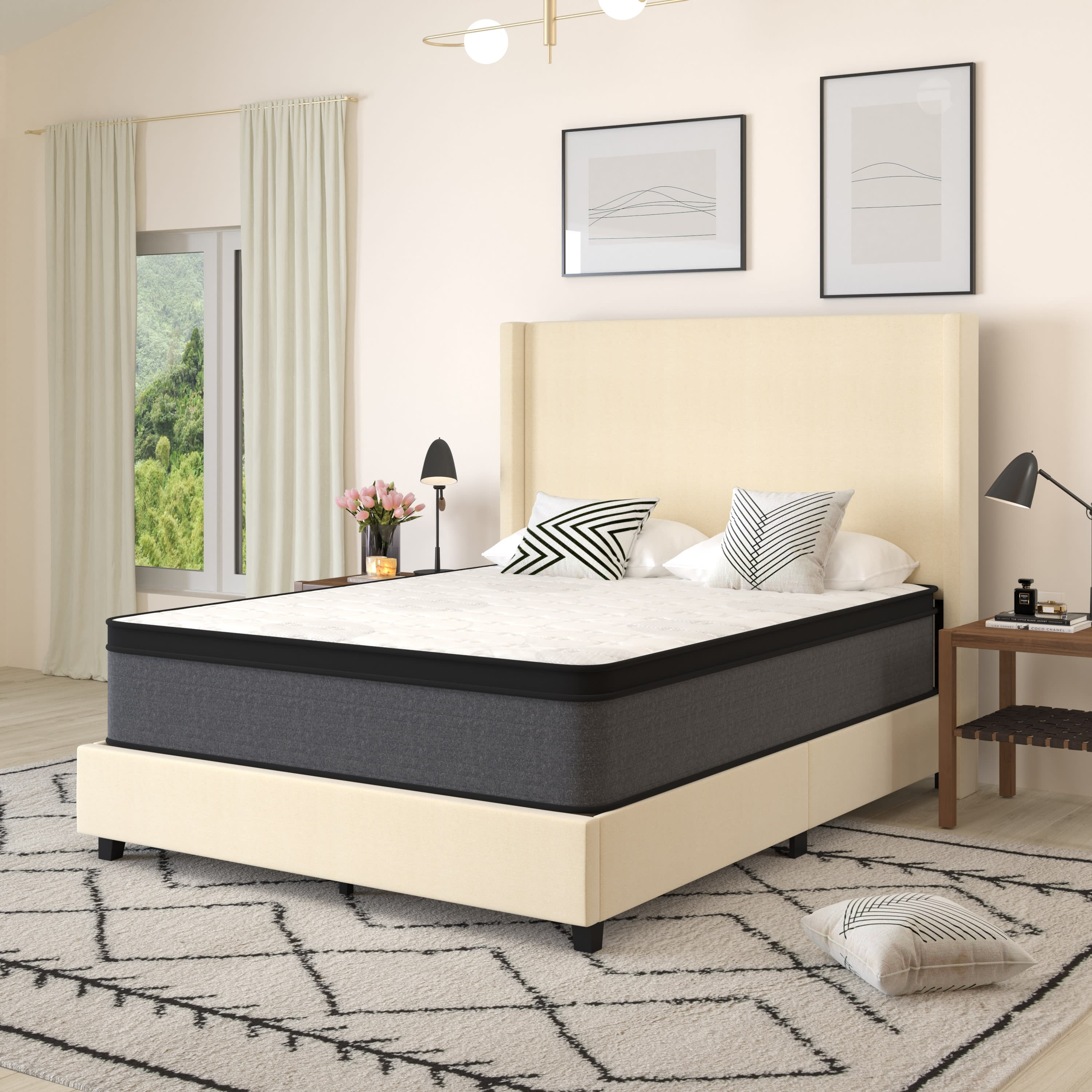 Queen Mattress, Madinog 12 Hybrid Mattress,Innerspring and Gel Memory Foam  