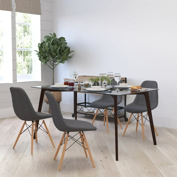 Merrick Lane 1st Avenue Dining Table Rectangular 59" Clear Glass Top Dining Room Table With Solid Beechwood Frame And Espresso Finish