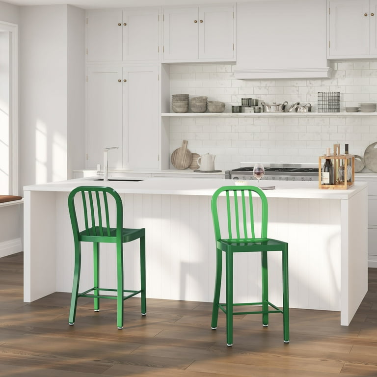 Merrick Lane 24 Inch Green Galvanized Steel Indoor/Outdoor Counter