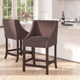 thumbnail image 1 of Merrick Lane 24 Inch Walnut Counter Height Stool with Nailhead Trim in Brown Fabric, 1 of 13