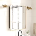 thumbnail image 1 of Merrick Lane 24" x 30" Reversible Bathroom Wall Medicine Cabinet with Rounded Rectangular Beveled Mirror and Gold Metal Frame and Shelves, 1 of 11