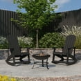thumbnail image 1 of Merrick Lane 3 Piece Outdoor Set with 2 Black Classic Adirondack Rocking Chairs & Wood Burning Fire Pit with Poker/Spark Screen, 1 of 12