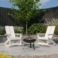 thumbnail image 1 of Merrick Lane 3 Piece Outdoor Set with 2 White Modern Adirondack Rocking Chairs & Wood Burning Fire Pit, Poker & Spark Screen, 1 of 16