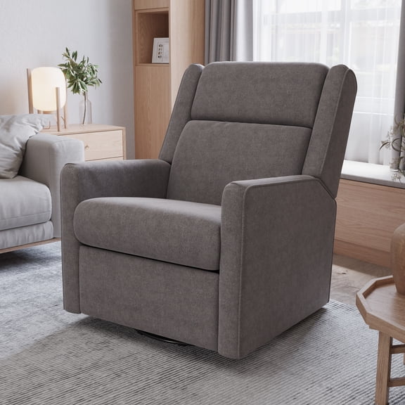 Merrick Lane 3-in-1 Traditional Manual Recliner Rocker Swivel Glider Chair in Dark Gray