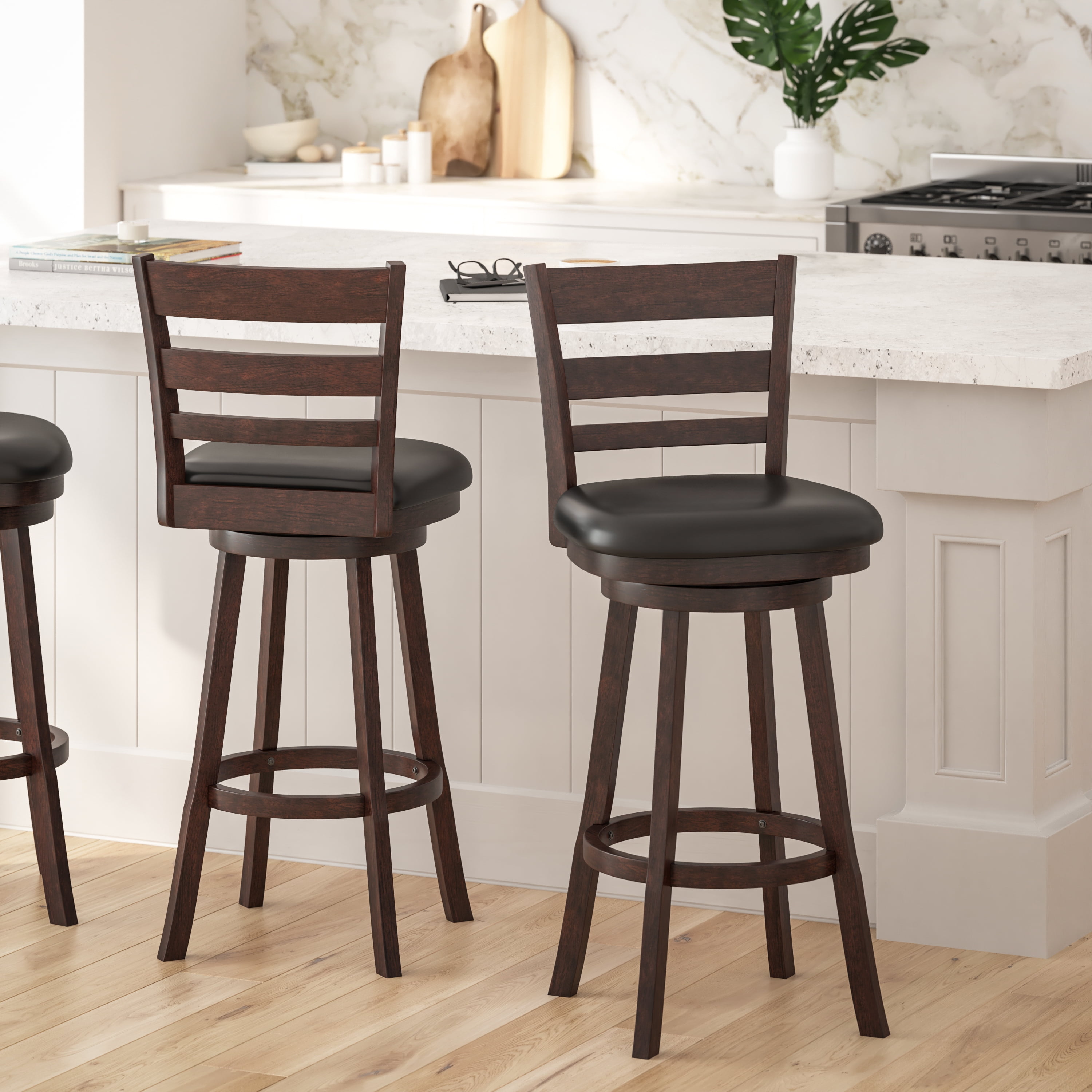 Angel Line Cambridge 24 in. Padded Saddle Counter Stool with Nailhead Trim Gray - Set of 2