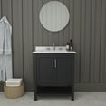 thumbnail image 1 of Merrick Lane 30 Inch Bathroom Vanity with Ceramic Sink, Carrara Marble Finish Countertop, Storage Cabinet with Soft Close Doors and Open Shelf in Black, 1 of 10