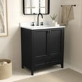thumbnail image 1 of Merrick Lane 30" Single Sink Bathroom Vanity with Undermount Basin, Soft-Close Cabinet, Easy-Glide Drawer, and Carrara Marble Finish Countertop BK/BK, 1 of 9