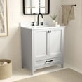 thumbnail image 1 of Merrick Lane 30" Single Sink Bathroom Vanity with Undermount Basin, Soft-Close Cabinet, Easy-Glide Drawer, and Carrara Marble Finish Countertop WH/BK, 1 of 9