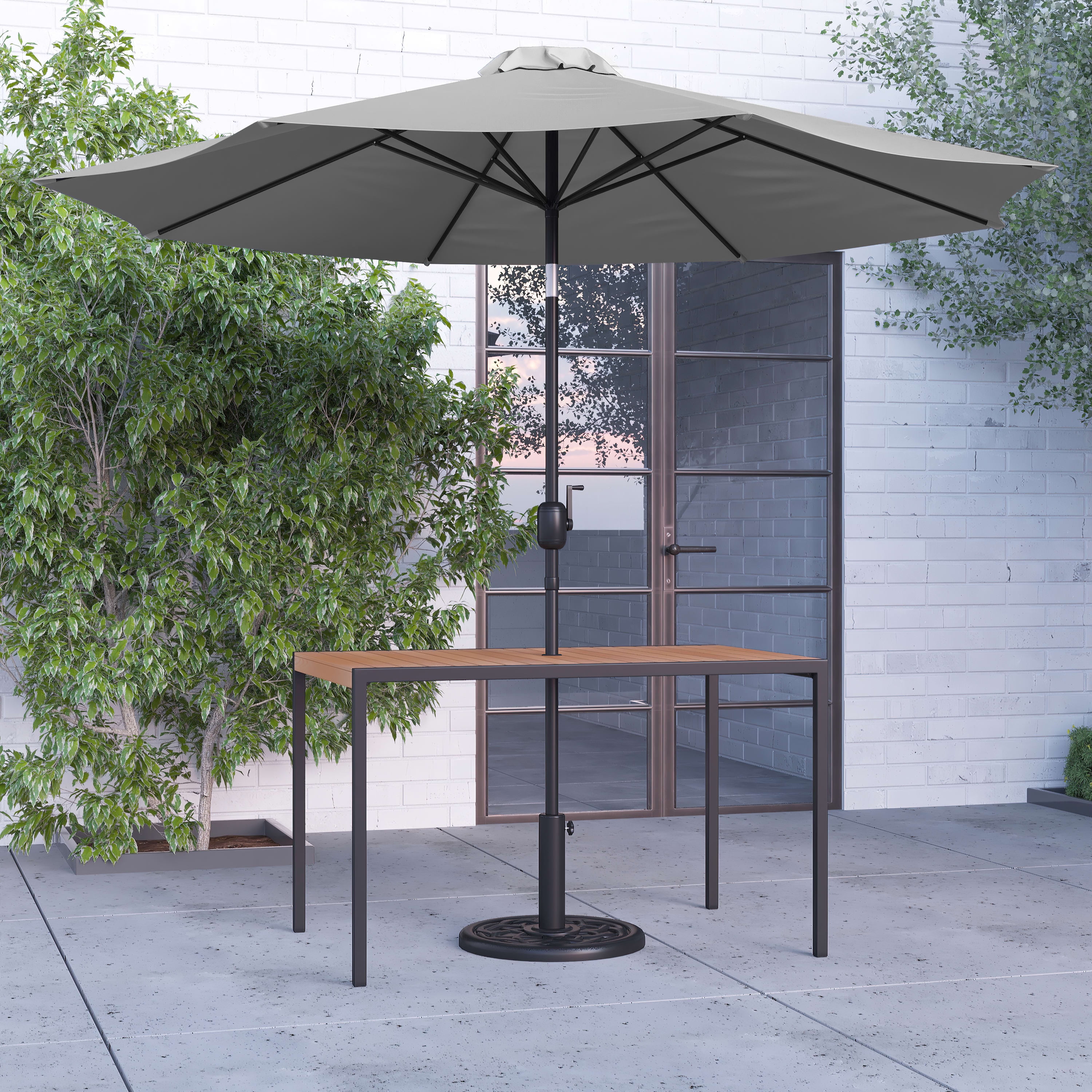 Merrick Lane 30" x 48" Outdoor Powder Coated Steel Dining Table with ...