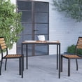 thumbnail image 1 of Merrick Lane 35" Square Faux Teak Outdoor Dining Table with Powder Coated Steel Frame and Umbrella Hole, 1 of 11