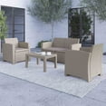 thumbnail image 1 of Merrick Lane 4 Piece Light Gray Faux Rattan Patio Furniture Set with 2 Chairs and Love Seat with Removable Matching Cushions and Table, 1 of 4