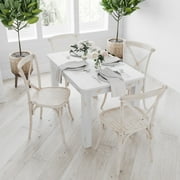 Merrick Lane 46" x 30" Rectangular Antique Rustic White Solid Pine Farm Dining Table
