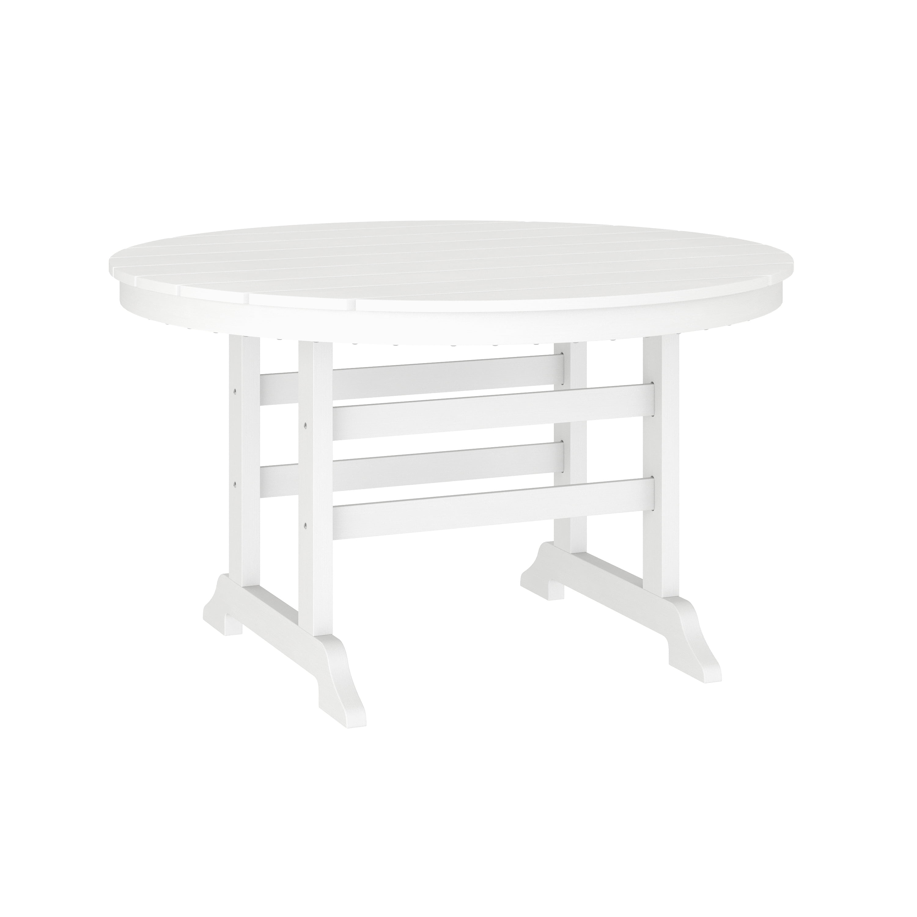Merrick Lane 48" Round Dining Table for 4 in White All-Weather Recycled ...