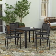 Merrick Lane 5 Piece Adult Contemporary Polystyrene Polypropylene Steel Dining Furniture Sets Black