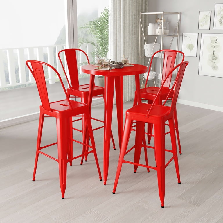 Merrick Lane Piece Outdoor Dining Set in Red with 24