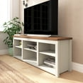 thumbnail image 1 of Merrick Lane 6 Cubby 65" TV Stand for up to 80" TV's, White Finish with Walnut Top, 1 of 12