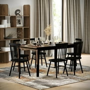 Merrick Lane 60" Wooden Dining Table with Tapered Legs and Seating for 6 in Wenge Matte