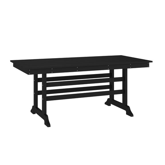 Merrick Lane 72" Rectangle Dining Table for 6 in Black All-Weather Recycled HDPE