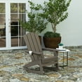 thumbnail image 1 of Merrick Lane Adirondack HDPE Garden Relaxation Rocking Chair with Cup Holder, Brown, 1 of 10