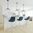 thumbnail image 1 of Merrick Lane Adjustable Height Barstool Contemporary Blue Fabric Chrome Base with Footrest, 1 of 17