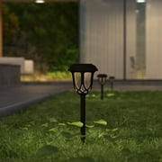 Merrick Lane All-Weather Brown Tulip Design LED Solar Lights, Outdoor Solar Powered Lights for Pathway, Garden, Yard - Set of 8