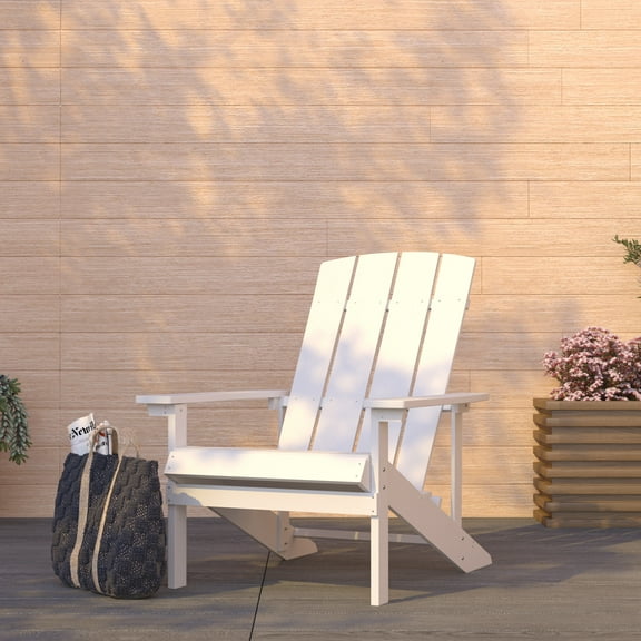 Merrick Lane All-Weather Poly Resin Wood Adirondack Chair in White