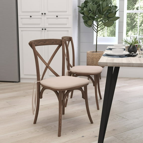 Merrick Lane Ash Wood Dining Side Chairs, Pecan