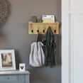 thumbnail image 1 of Merrick Lane Bamboo Finish Pine Wood 24 Inch Wall Mount Storage Rack with 5 Hooks and Upper Display Shelf, 1 of 12