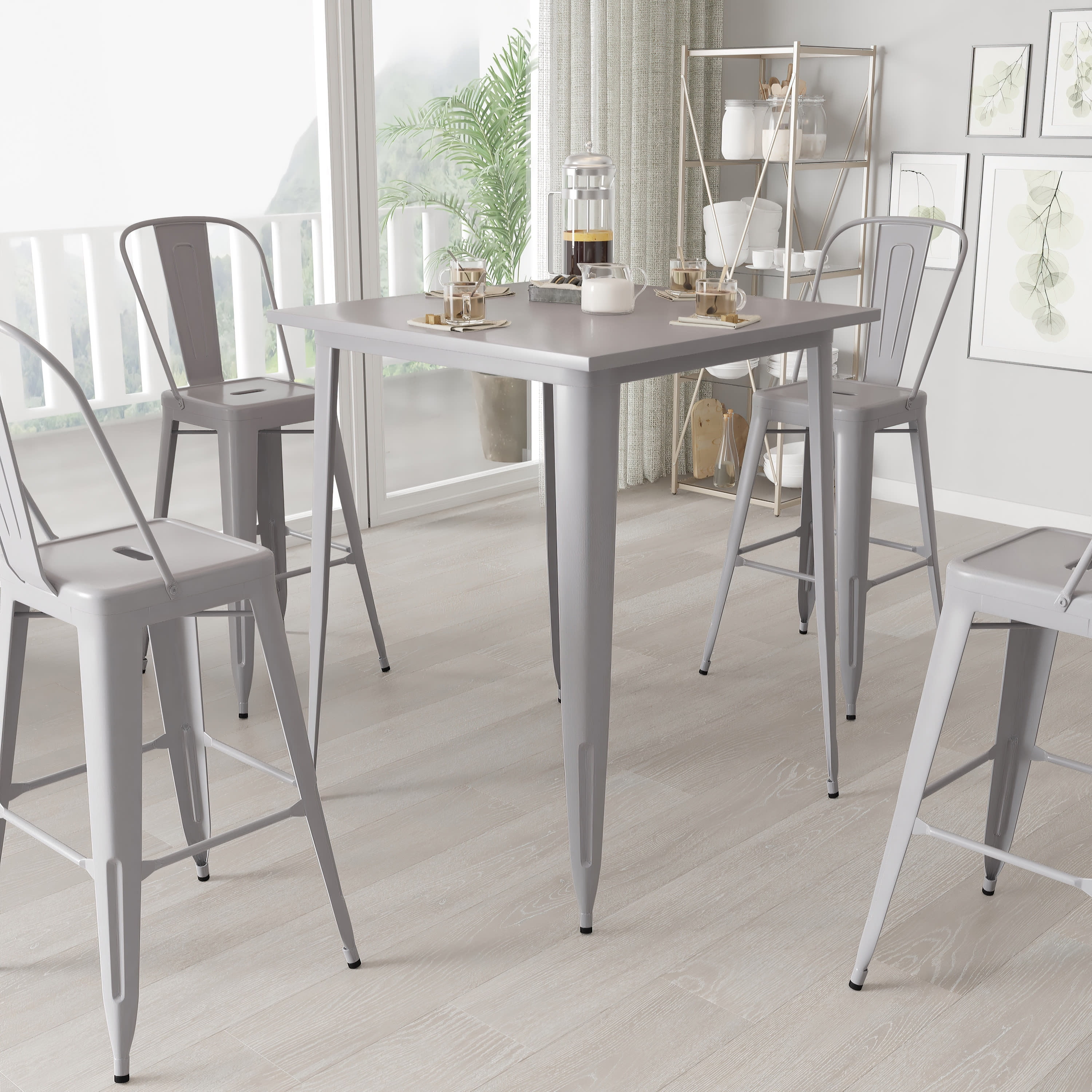 International Caravan Seville Set of 5 Bar Height Table Group International Caravan Seville Set of 5 Bar Height Table Group