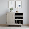 thumbnail image 1 of Merrick Lane Bar and Sideboard with Storage Cabinet, Hanging Stemware Holders and Bottle Storage, Gray, 1 of 15