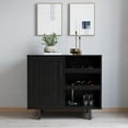 thumbnail image 1 of Merrick Lane Bar and Sideboard with Storage Cabinet, Particleboard Steel Black, 1 of 15